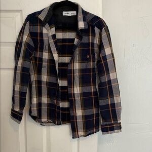 Old Navy Navy and Orange Plaid Shirt